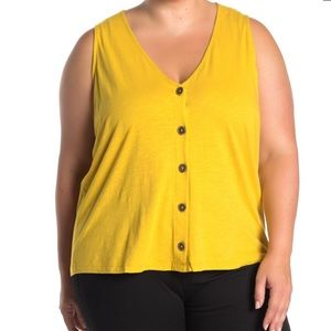 NWT Vneck Button Front Knit Tank Maize Bright Yellow